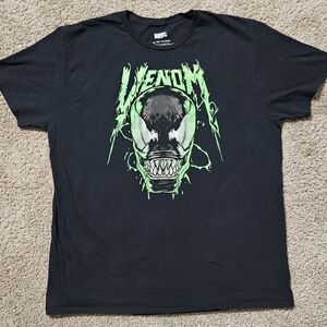 Marvel Black Tee with Neon Green Venom Design